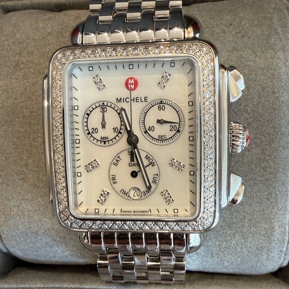 Michele Silver Chronograph Watch with Diamond Accents - Picture 4 of 12